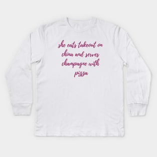 Takeout and Champagne Kids Long Sleeve T-Shirt